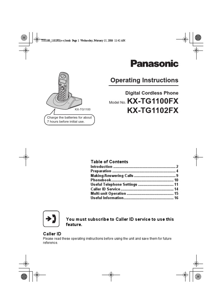 Инструкция panasonic kx tg 1100